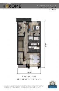 Plan de l&#039;étage - Maison de ville Faubourg Hexome à St-Canut, Mirabel