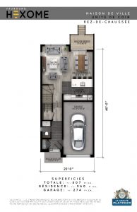 Plan du rez-de-chaussée - Maison de ville Faubourg Hexome à St-Canut, Mirabel